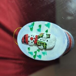 Vintage snowman trinket box ornament
